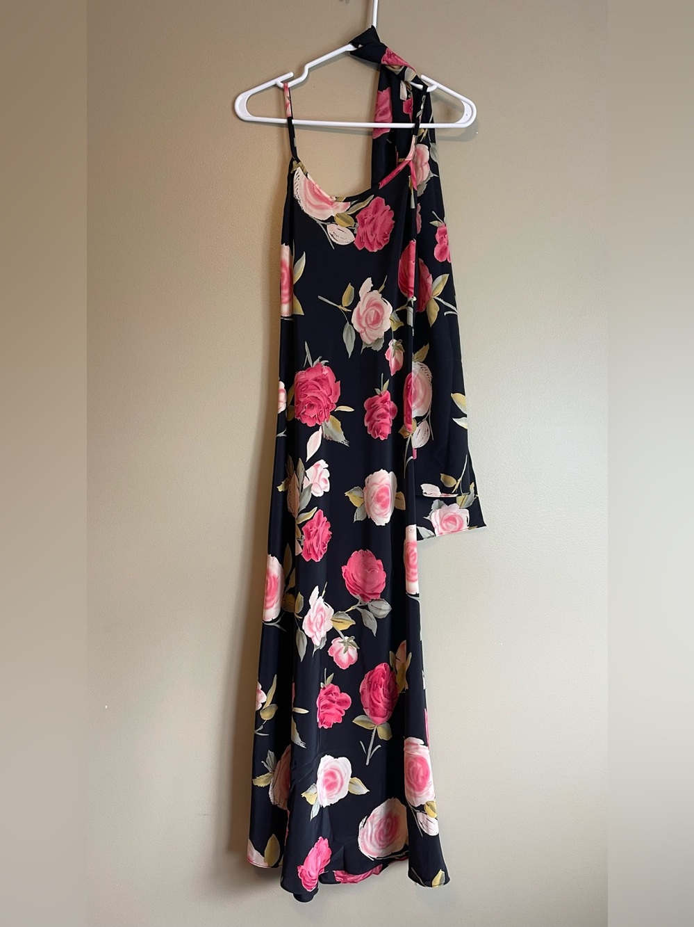 Vintage Y2K Le Chateau Rose Floral Maxi Slip Dress With Matching Scarf